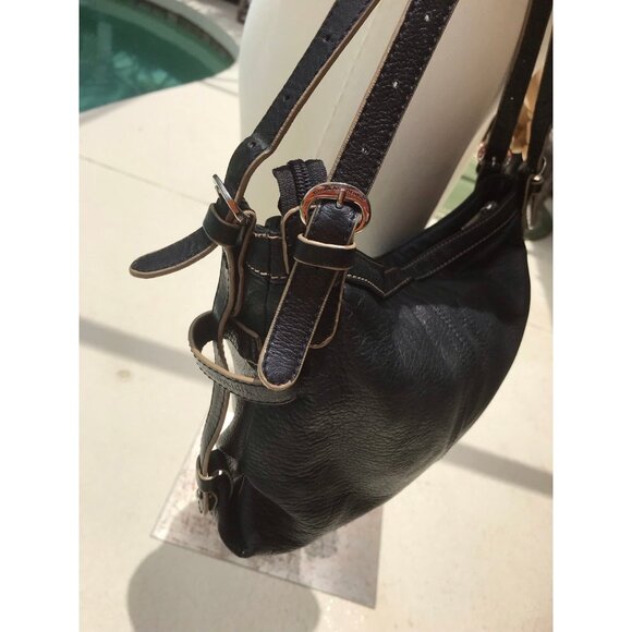 Vintage Stone Mountain Black Leather Shoulder Bag - Picture 7 of 12